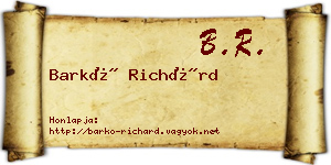 Barkó Richárd névjegykártya